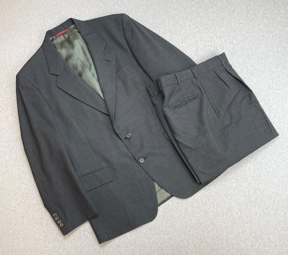 Jos A Bank Suit Mens 43R Plaid 100% Wool 2-Button Pants 36x29 Cuffed- 2 Pieces